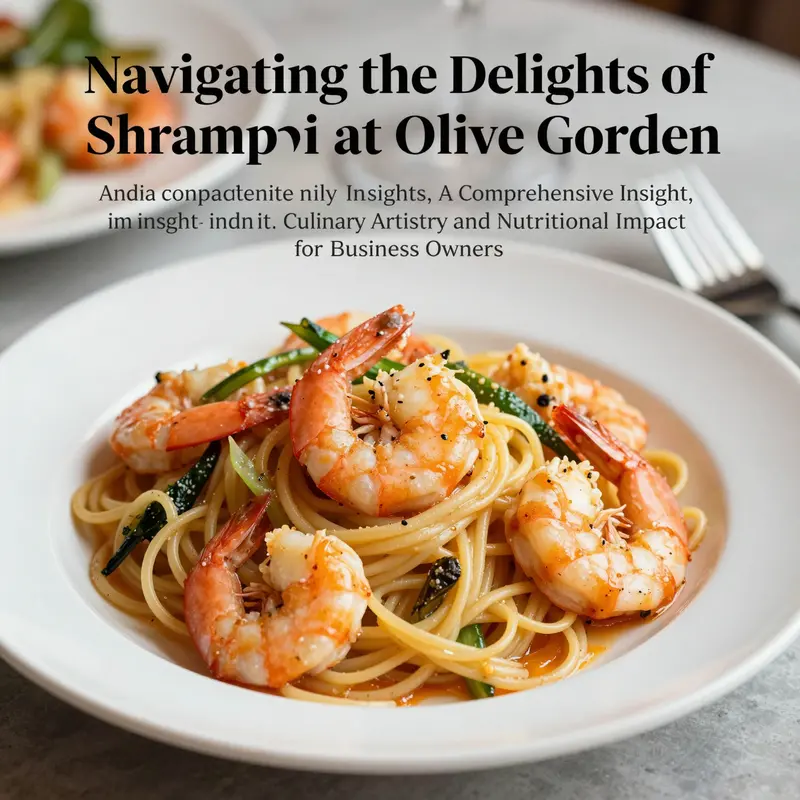 A close-up view of Shrimp Scampi showcasing shrimp and pasta with vegetables on a plate.