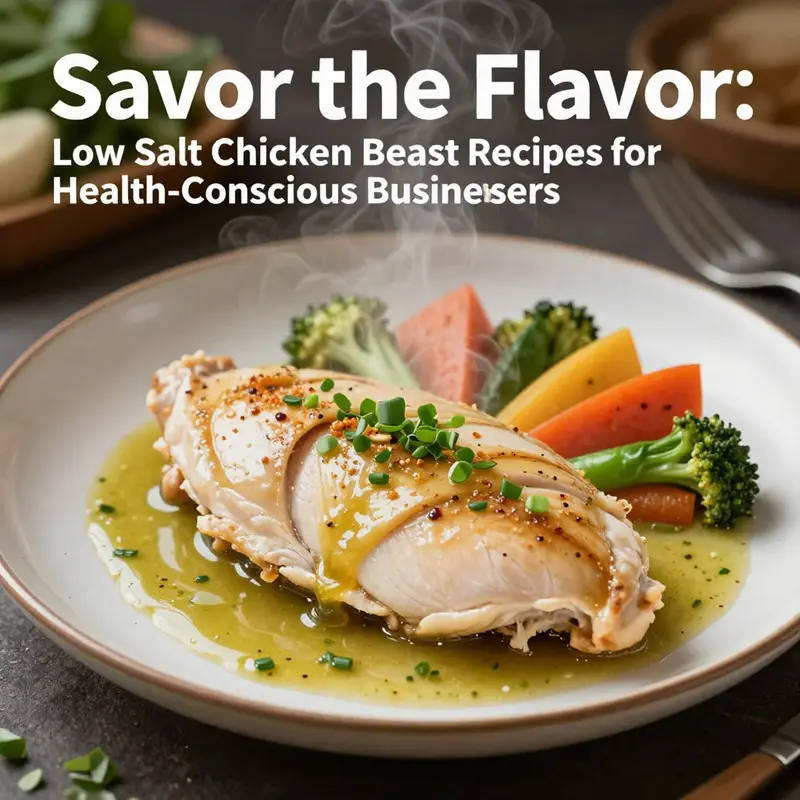 Baked chicken breast garnished with herbs and served with colorful roasted vegetables.