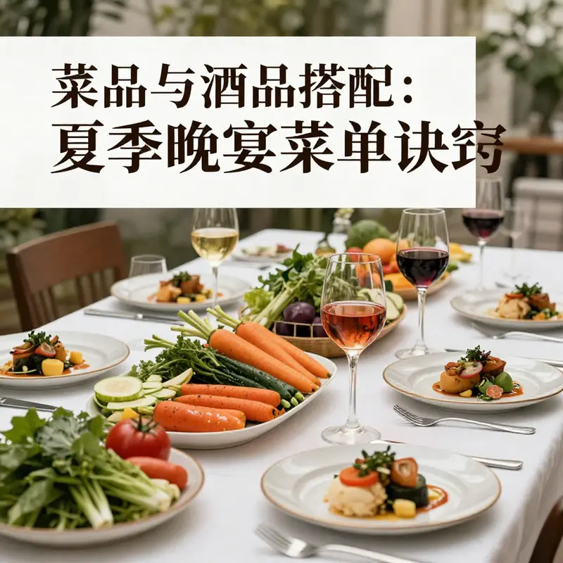 A visually appealing summer supper setting showcasing exquisite dish and wine pairings.