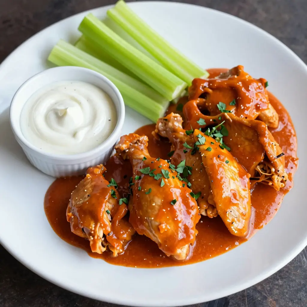 A delicious plate of buffalo chicken made with canned chicken