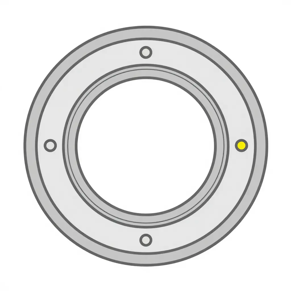 Top-view schematic of tower crane slewing assembly showing sensor mounting positions around the bearing ring