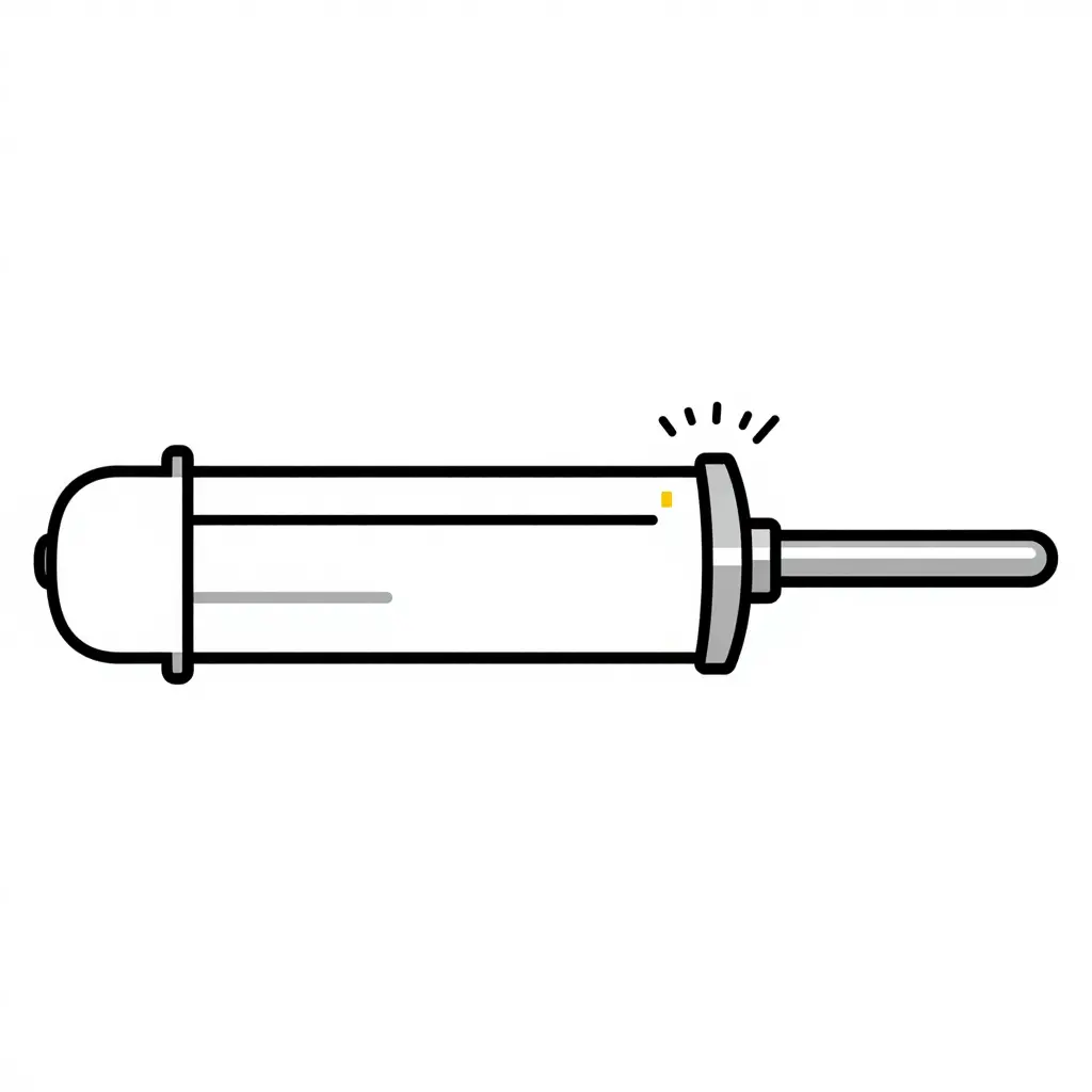 Schematic 2D cross-section of an excavator boom cylinder showing oil leaking past a worn piston seal from the high-pressure bore-side chamber to the low-pressure rod-side chamber
